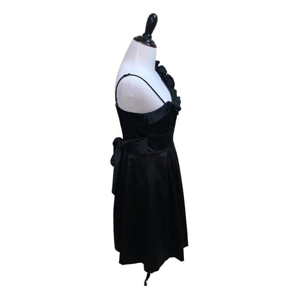 Speechless Women's One Shoulder Dress Size Jr 7 NWT Satin Black Floral Applique - Picture 5 of 9